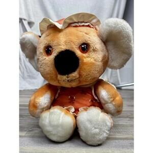 vintage koala bear plush sleepy eyes orange romper 11 in retro 80s nostalgia toy